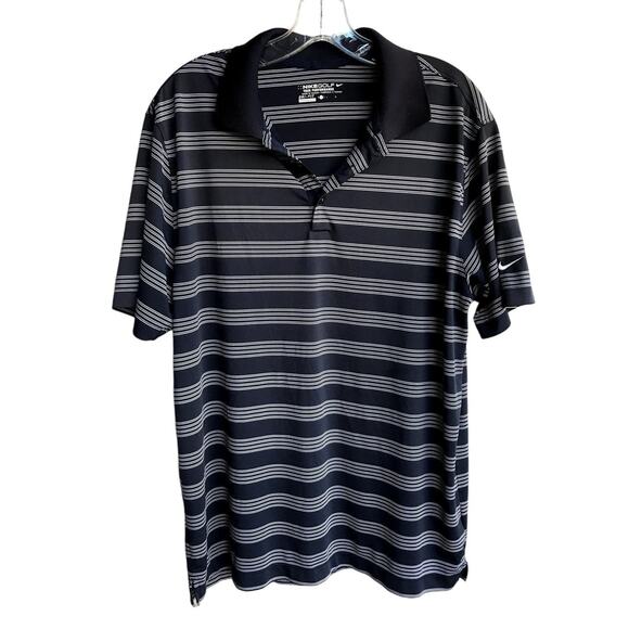 Nike Golf Mens Blue Stripe Dri Fit Polo Shirt - Picture 1 of 5